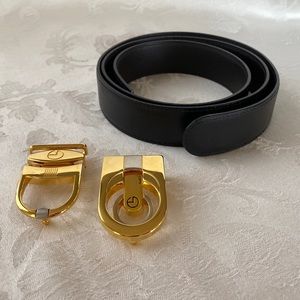 Goldlion Black Men's New Belt Polished Silver-tone Gold-tone Buckles